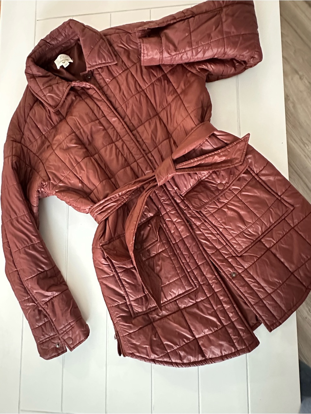 Quilted Belted Jacket - Rust Red